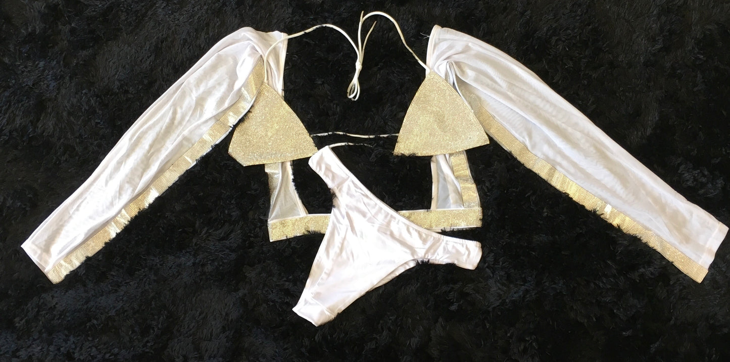 3pc dazzled white swim set
