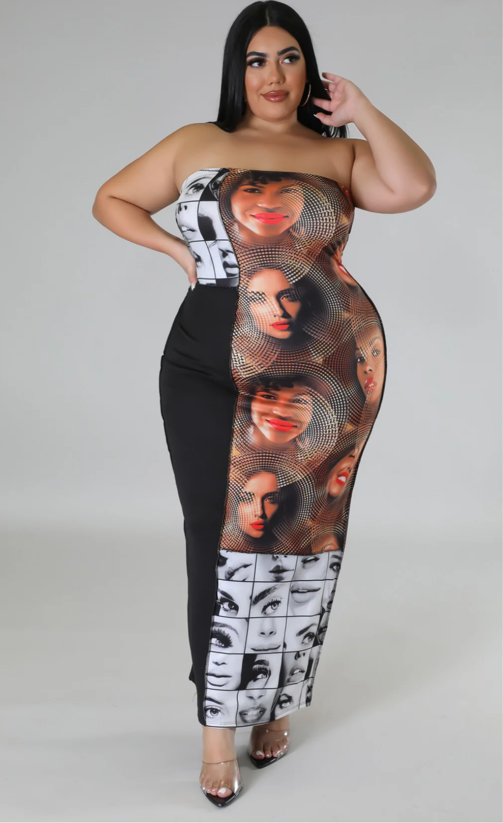 Multi plus size lady dress