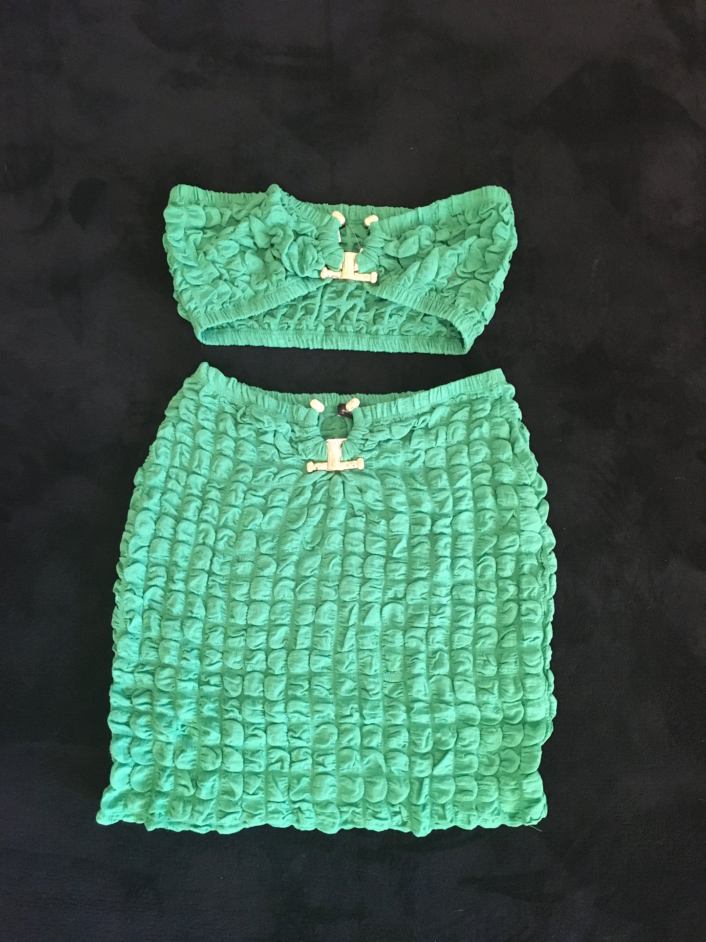 Green scrunch 2pc plus size set