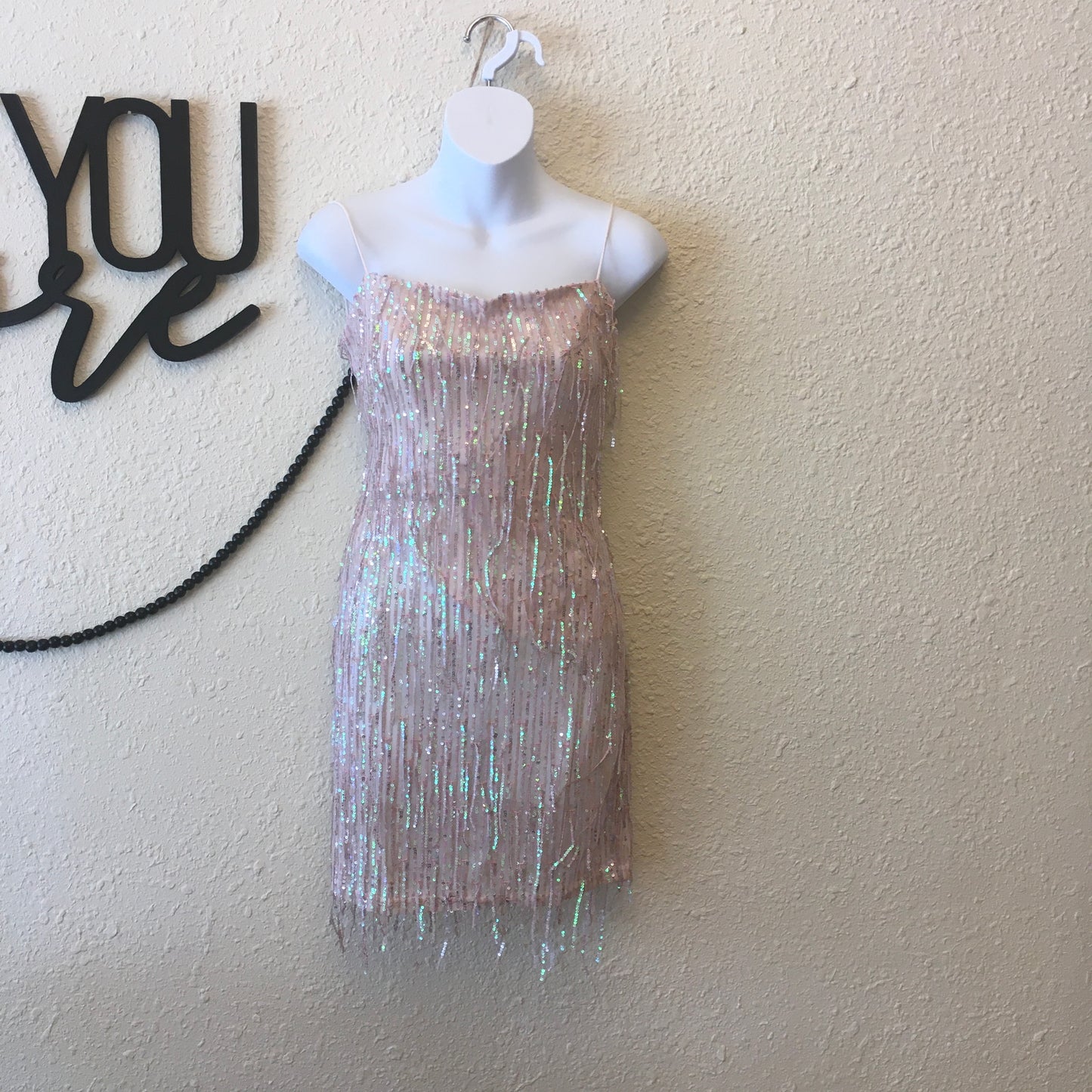 Glistening peach dress