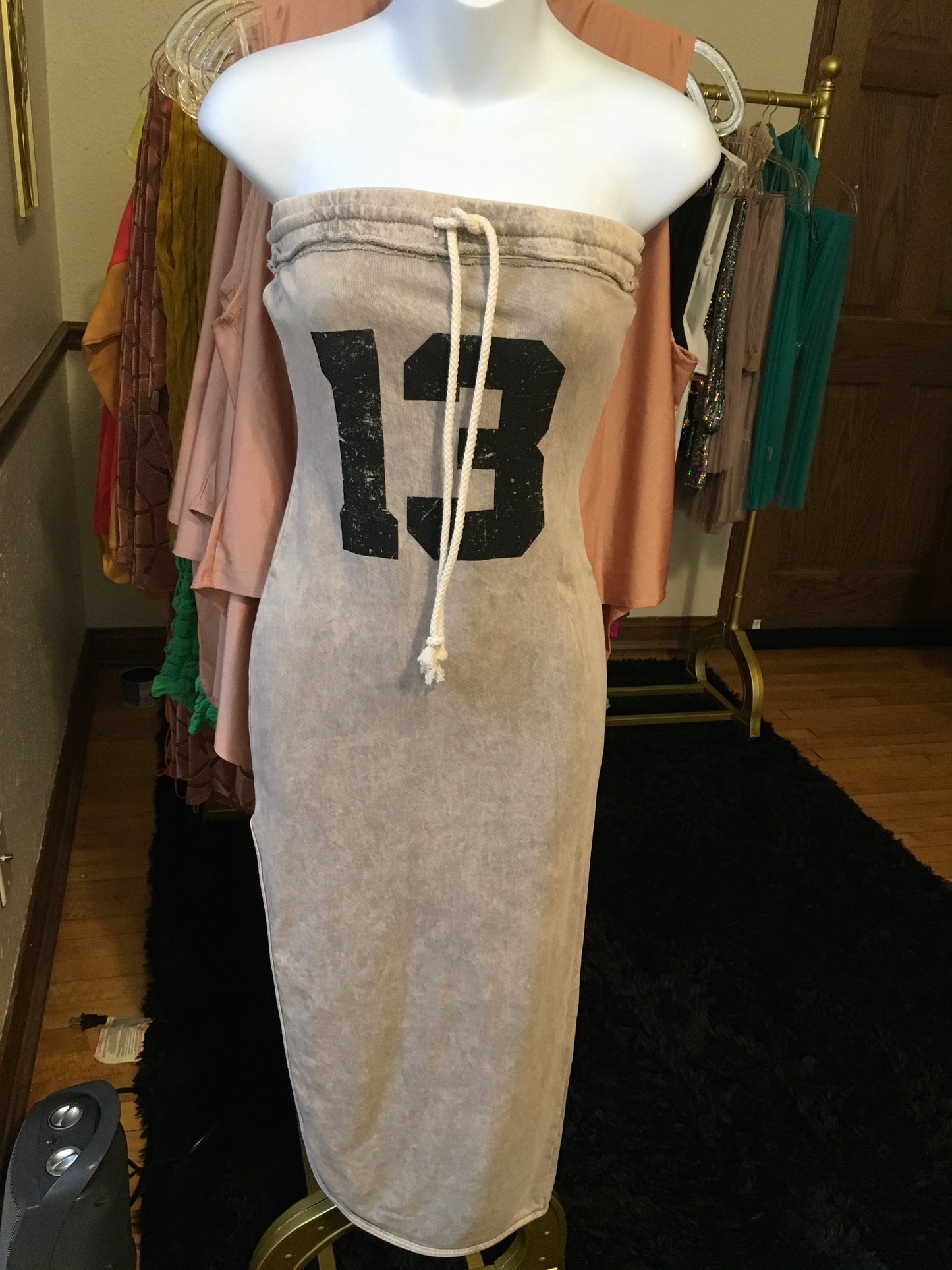 Grey washed jersey dress