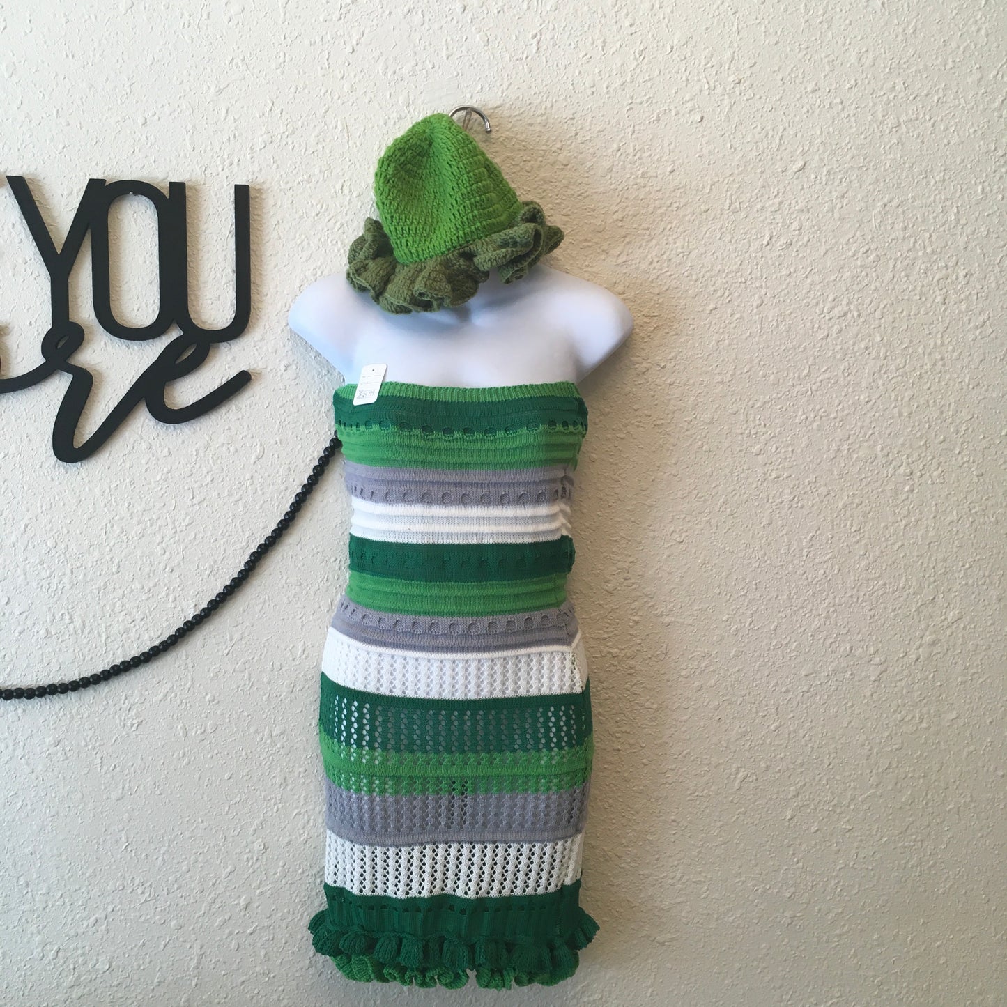 Knit hat + dress set