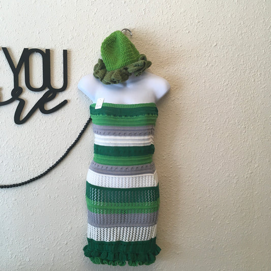 Knit hat + dress set