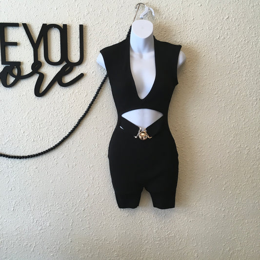 Black belted romper