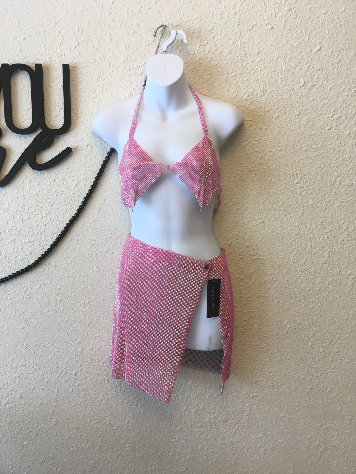 Bling bling dress stoned pink