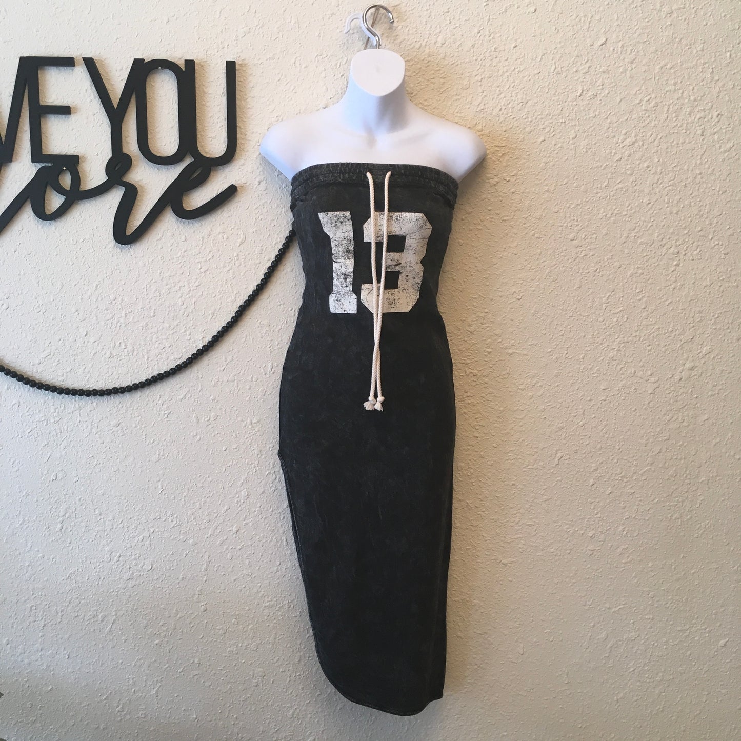 Black washed jersey dress