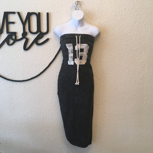 Black washed jersey dress