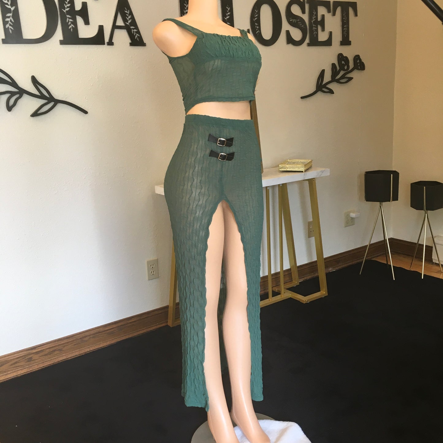 Green 2 pc scrunch set