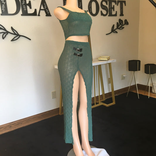 Green 2 pc scrunch set