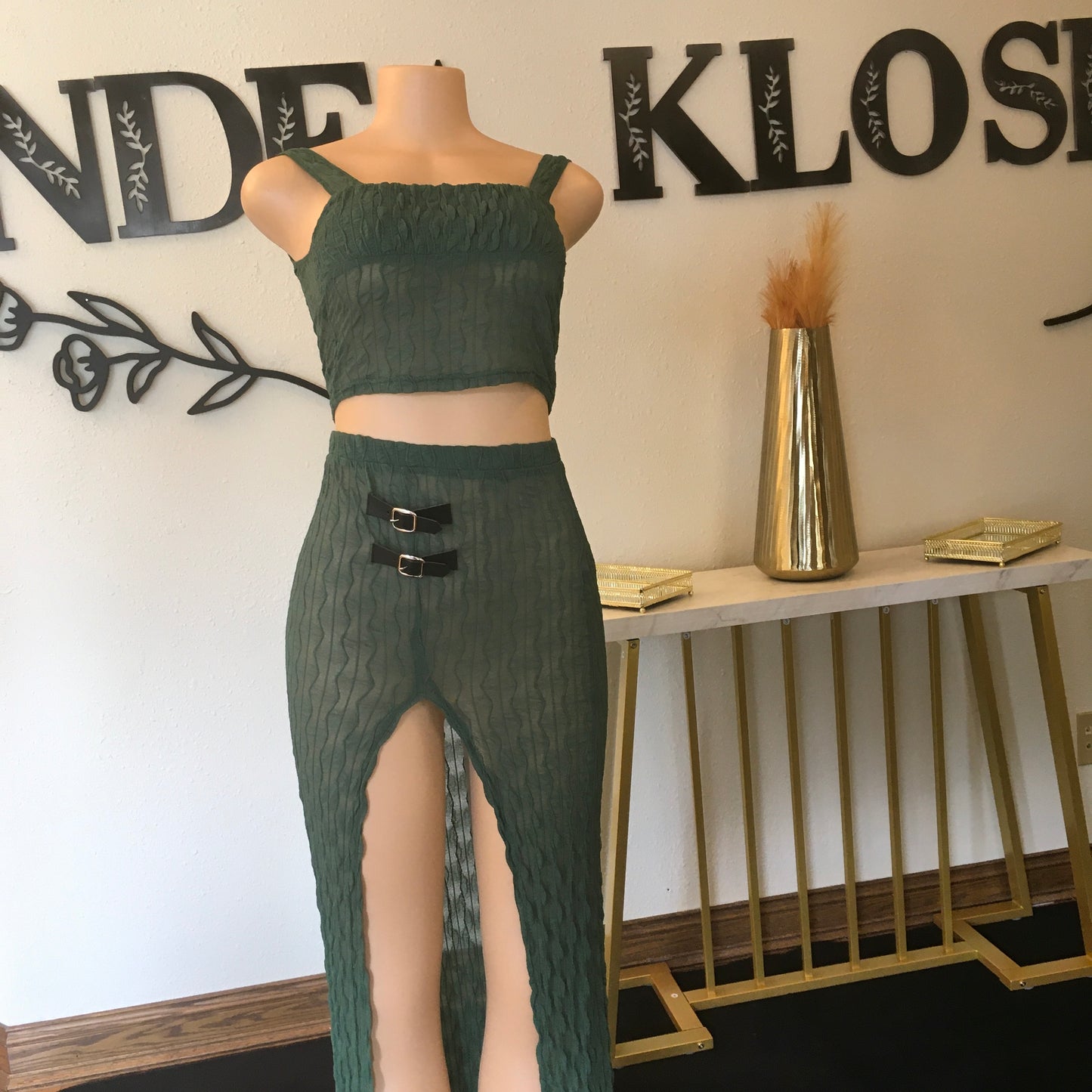 Green 2 pc scrunch set