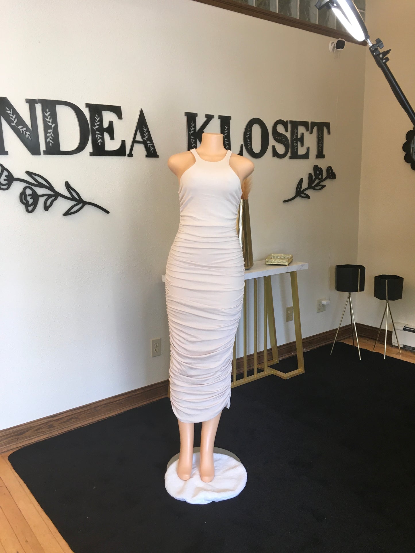 Tan draw up dress
