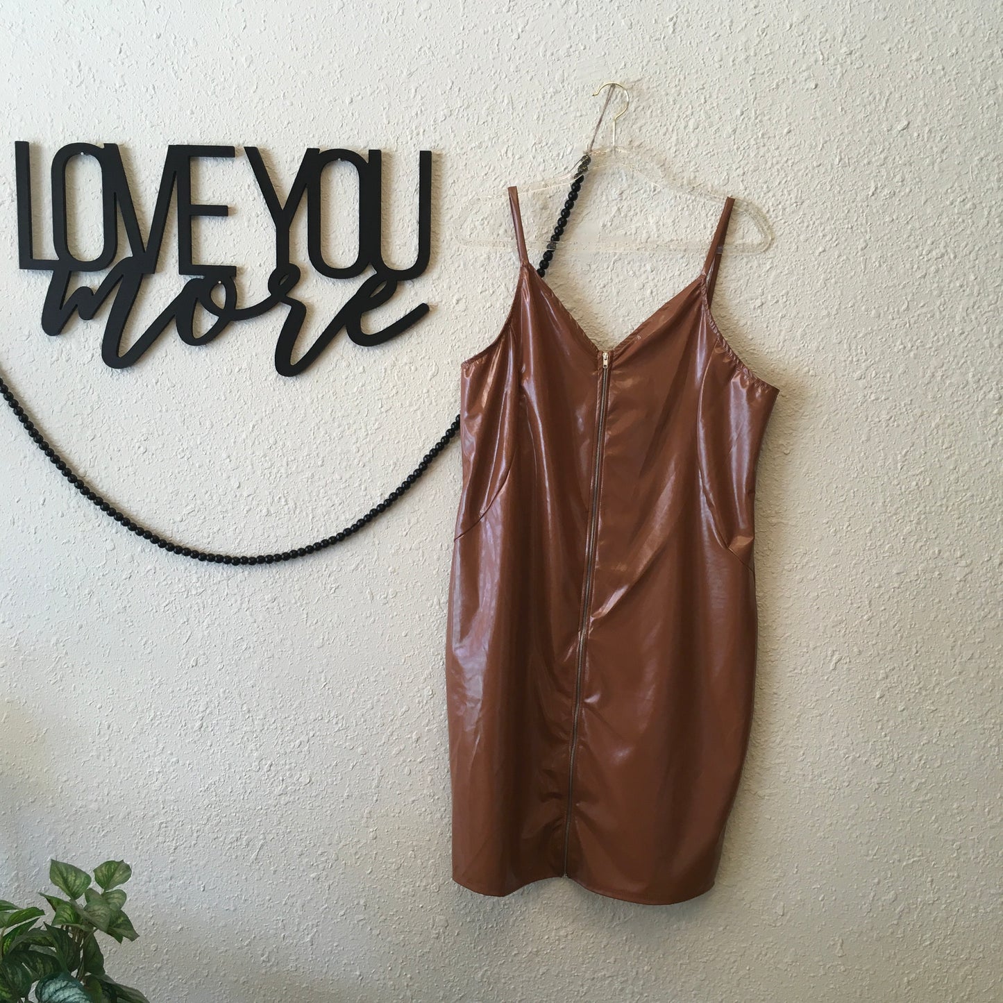 Carmel leather plus size dress