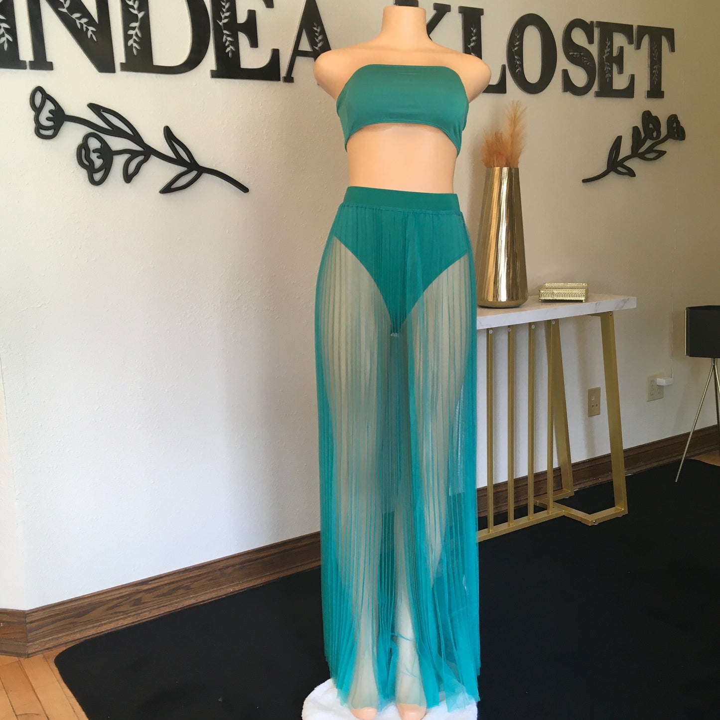 Mermaid skirt set green