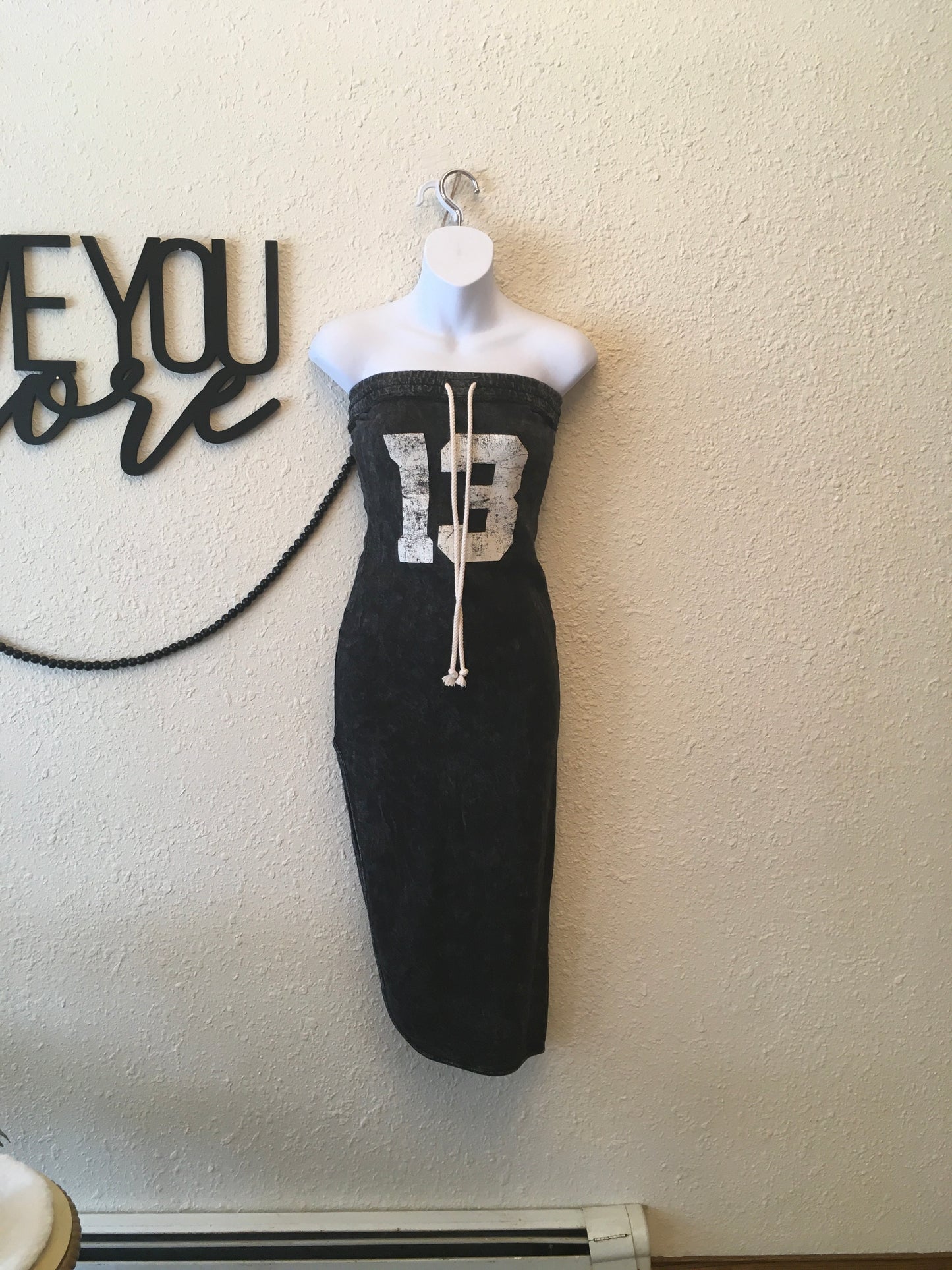 Black washed jersey dress