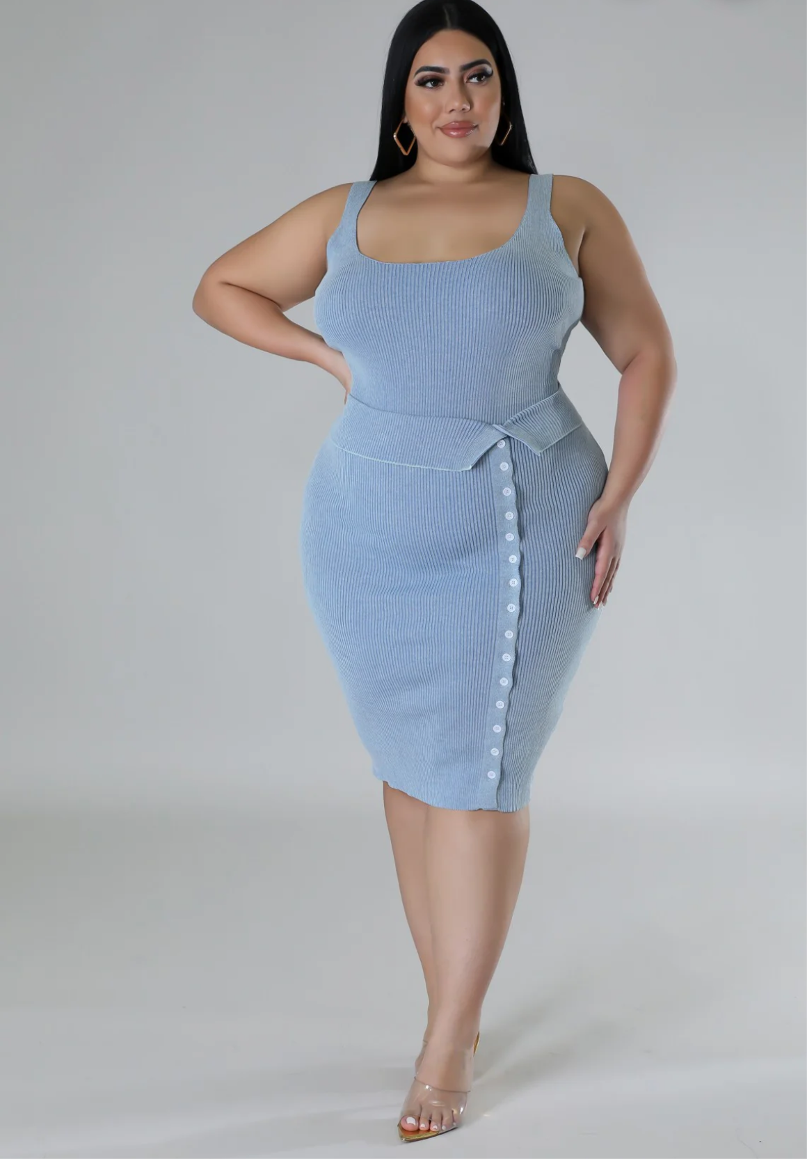 Light blue denim plus size 2pc set