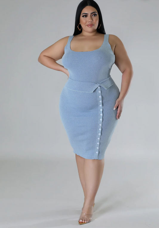 Light blue denim plus size 2pc set
