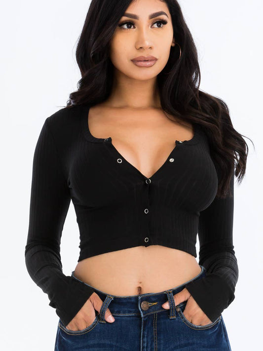 Crop long sleeve top