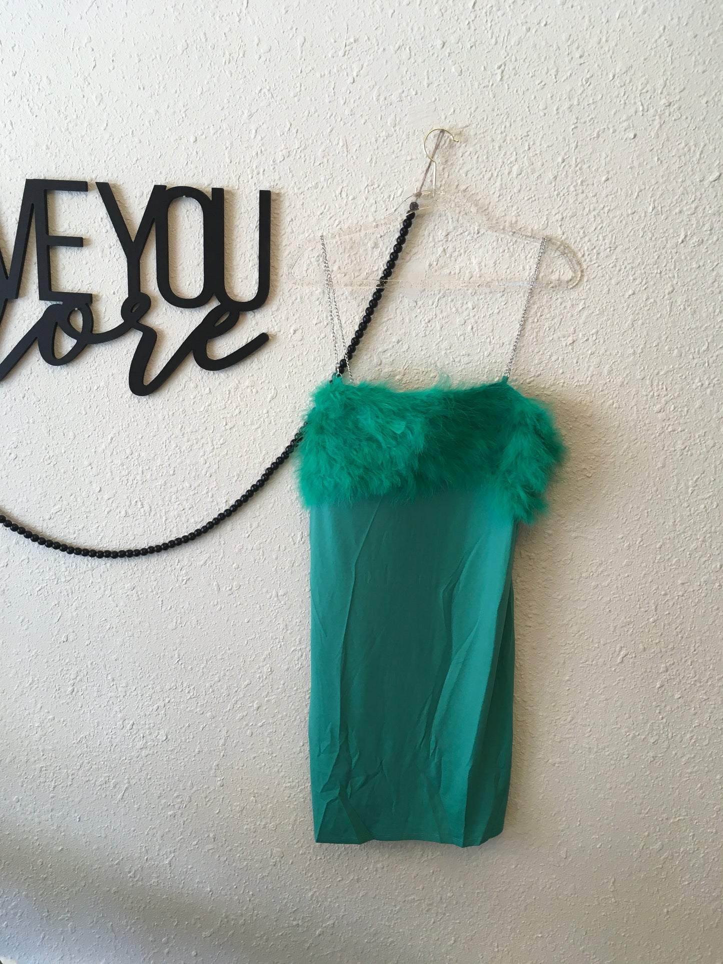 Green fur plus size dress