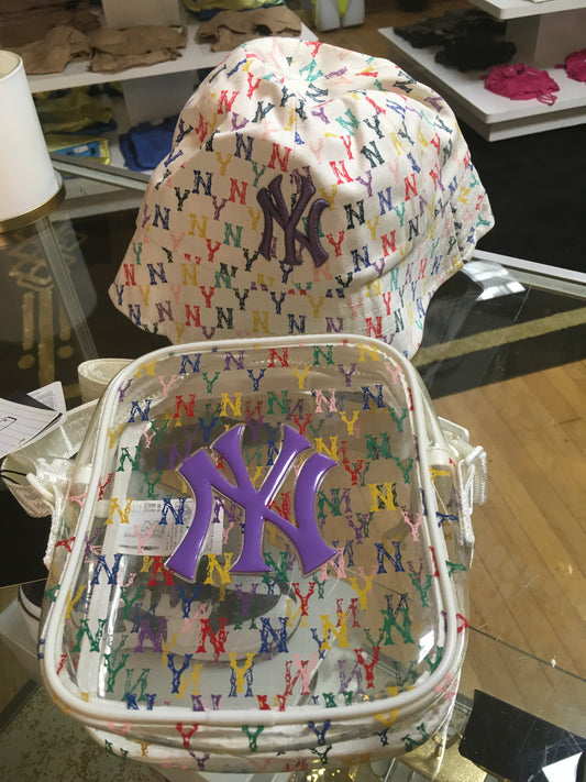 NY purse and hat