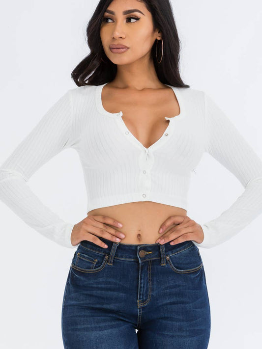 Crop long sleeve top