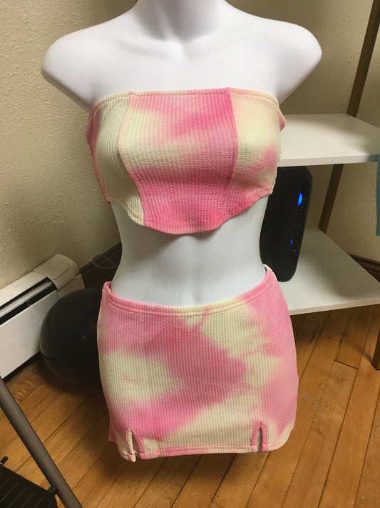 Pink washed skirt set