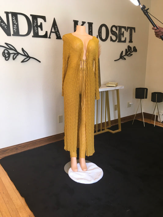 Mustard 2pc ruffled pants set