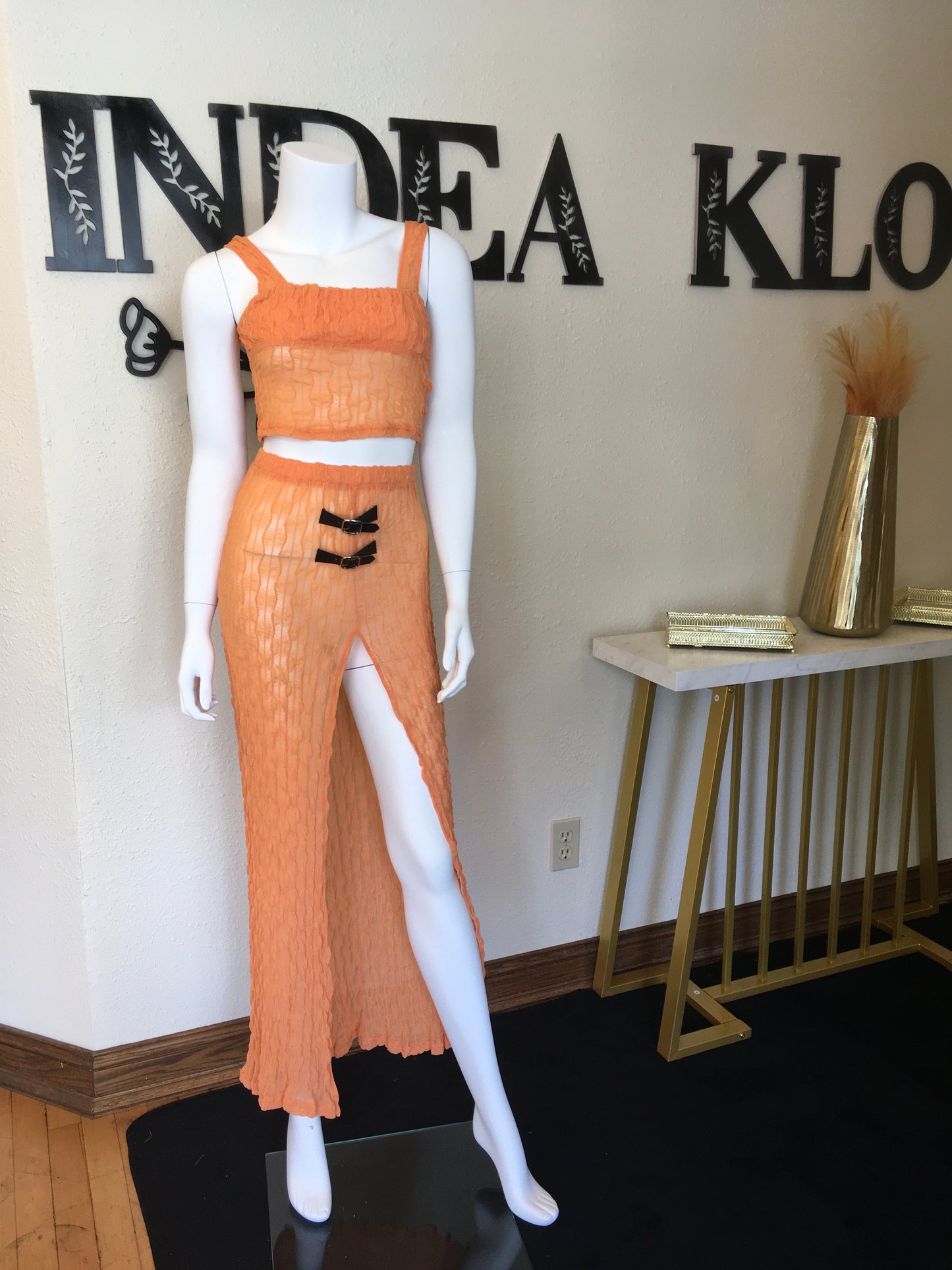 Orange 2pc scrunch set