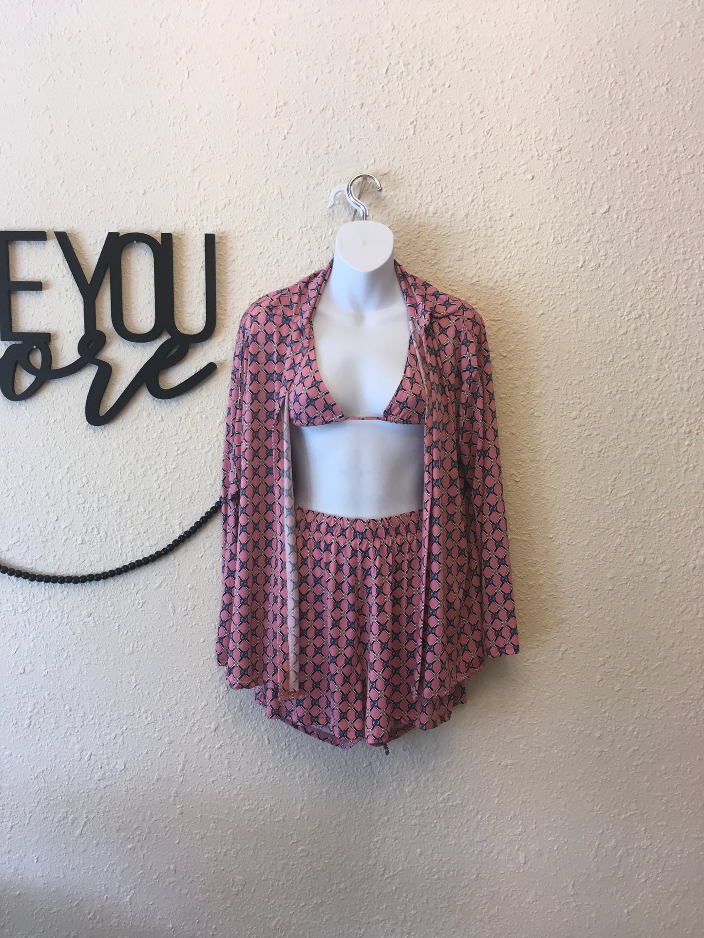 Spotted on vacay 3pc pink blue set