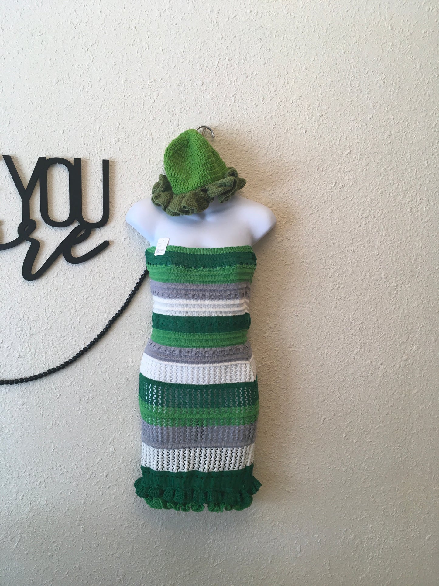 Knit hat + dress set