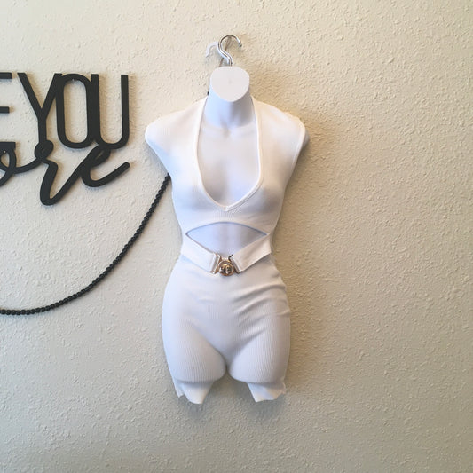 White belted romper