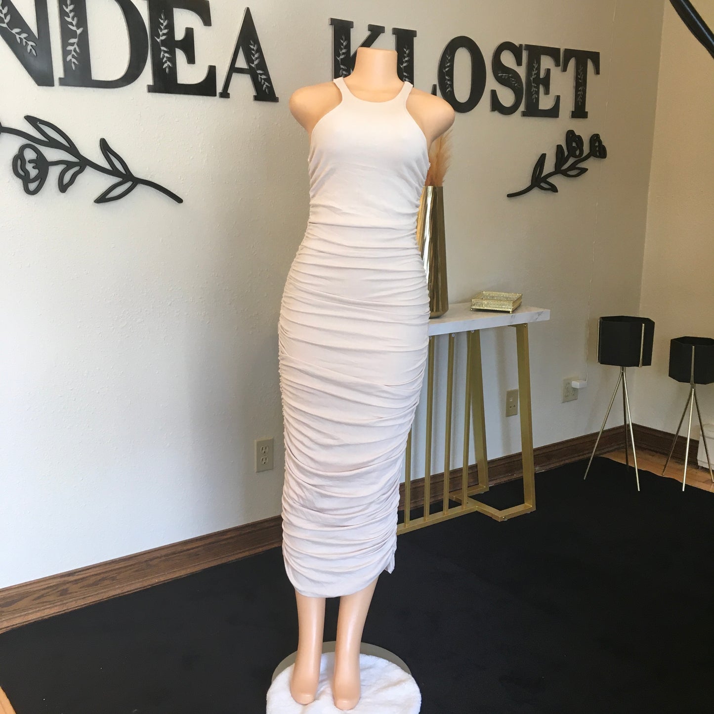 Tan draw up dress