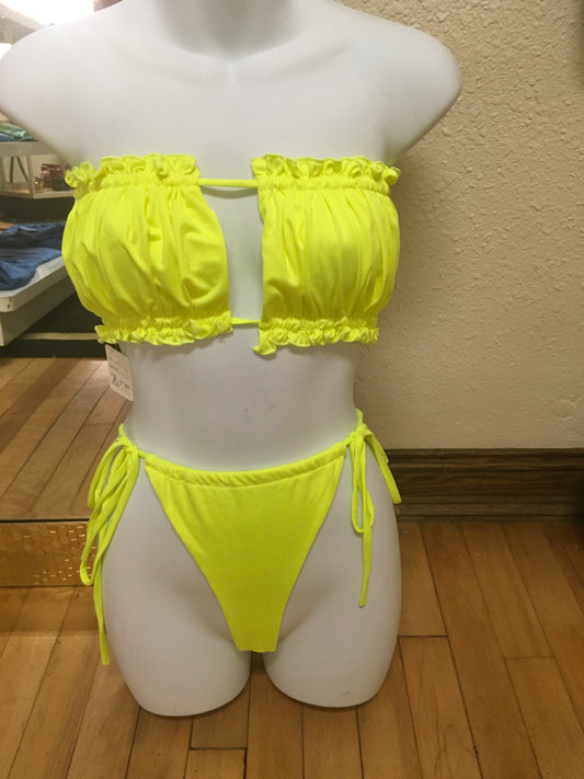 Neon yellow 2pc swim set