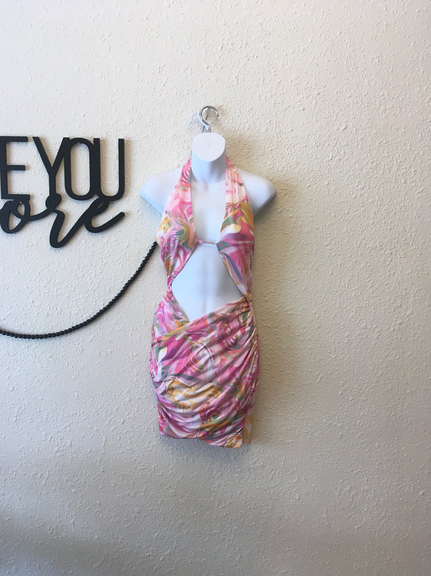 Floral front cutout dress