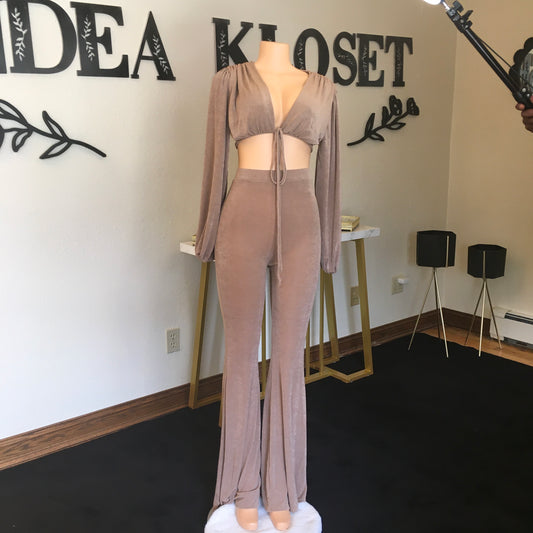 2pc coil brown pants set