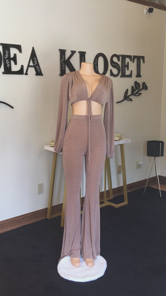 2pc coil brown pants set